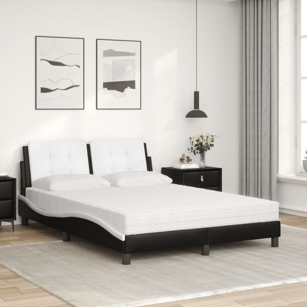 vidaXL Bedframe zonder matras "Zadar" kunstleer zwart en wit 120x200 cm