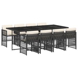 vidaXL 9-delige Tuinset poly rattan zwart