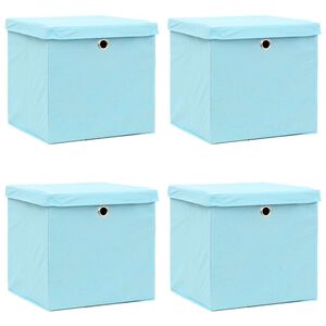 vidaXL Opbergboxen met deksel 4 st 32x32x32 cm stof babyblauw
