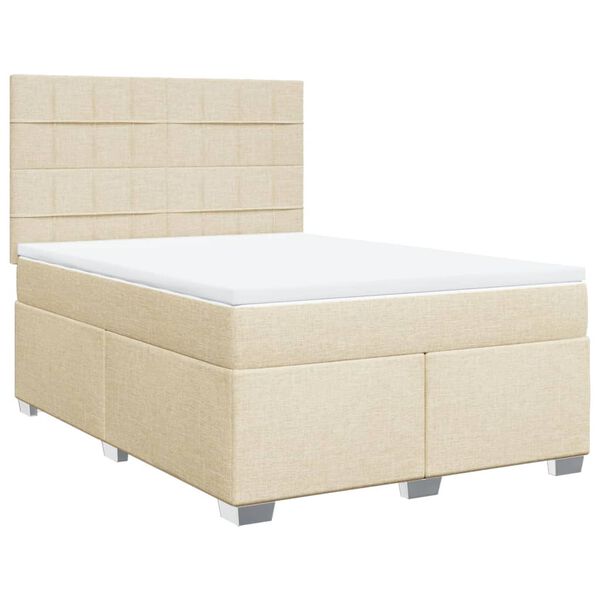vidaXL Boxspring met matras stof cr&egrave;mekleurig 140x200 cm