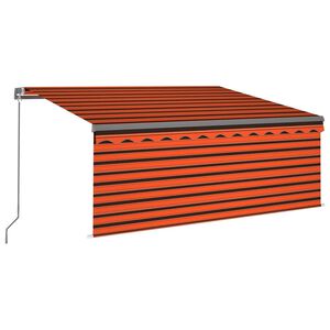 vidaXL Luifel handmatig uittrekbaar gordijn LED 3,5x2,5 m oranje bruin