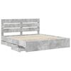 vidaXL Bedframe met lade Beton Grijs 200 x 200 cm Ingenieurshout