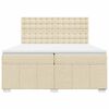vidaXL Boxspring met matras stof cr&egrave;mekleurig 200x200 cm