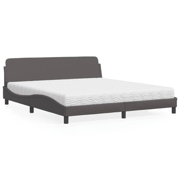 vidaXL Bed met matras "Dover" kunstleer grijs 180x200 cm