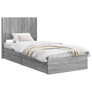 vidaXL Bedframe met opbergruimte en hoofdbord 2 st Bewerkt hout