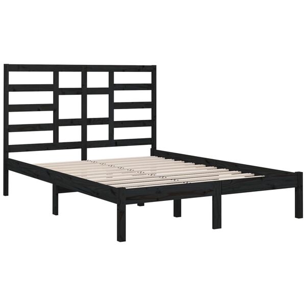vidaXL Bedframe massief hout zwart 140x190 cm