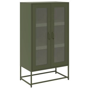 vidaXL Hoge kast 68x39x123 cm staal olijfgroen