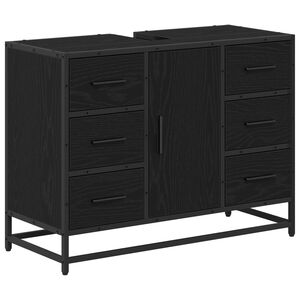 vidaXL Badkamerkast Zwart Eiken 80 x 33 x 60 cm Bewerkt hout
