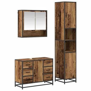 vidaXL Badkamermeubelset met lade 3 pcs Oud Hout Bewerkt hout