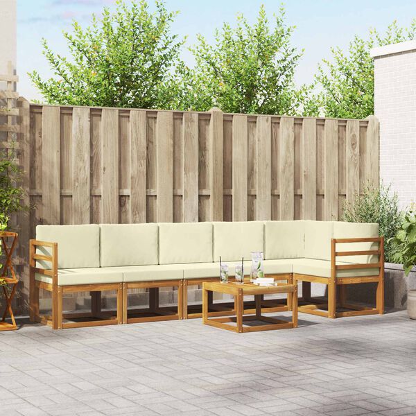 vidaXL Buiten bankenset met kussen 7 pcs Natuurlijk en Cr&egrave;me