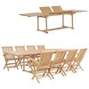 vidaXL 9-delige Tuinset 180-280x100x75 cm massief teakhout