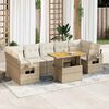 vidaXL 8-delige Loungeset met kussens poly rattan beige