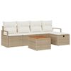 vidaXL Tuin Sofa Set met kussen met opslag 6 pcs Beige Poly riet