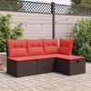vidaXL Tuinkruk met kussen 55x55x37 cm poly rattan bruin