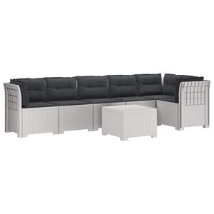 vidaXL 6-Zits Tuin Sofa met Kussens Rattan Look PP Wit