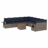 vidaXL 11-delige tuinbankset met kussens, grijs polyrotan