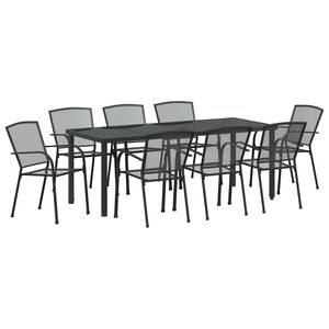 vidaXL Tuin eettafelset 9 st Antraciet Gepoedercoat staal