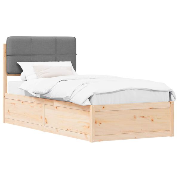 vidaXL Bedframe met Gevoerd Hoofdgedeelte Lichtgrijs 90 x 190 cm