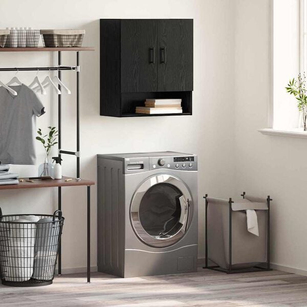 vidaXL Wandkast Zwart Eiken 60 x 31 x 70 cm Bewerkt hout