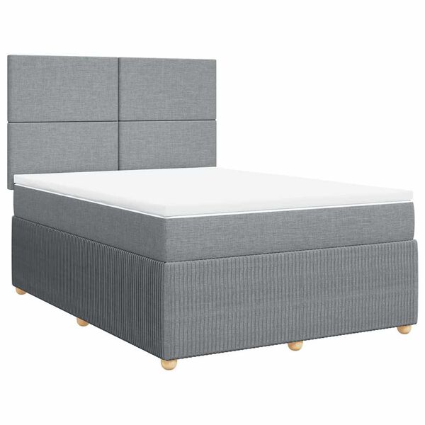 vidaXL Boxspring met matras stof lichtgrijs 140x200 cm