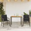 vidaXL 3-delige Bistroset met kussens poly rattan grijs