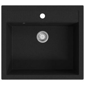 vidaXL Gootsteen enkele bak graniet grijs