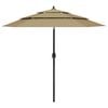 vidaXL Parasol 3-laags met aluminium paal 2,5 m taupe