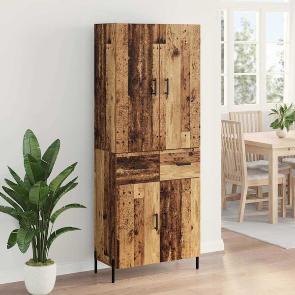 vidaXL Highboard met lade Oud Hout 69,5 x 34 x 180 cm Bewerkt hout