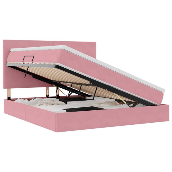 vidaXL Opbergbed met LED met matras met LED Roze 180 x 200 cm Fluweel