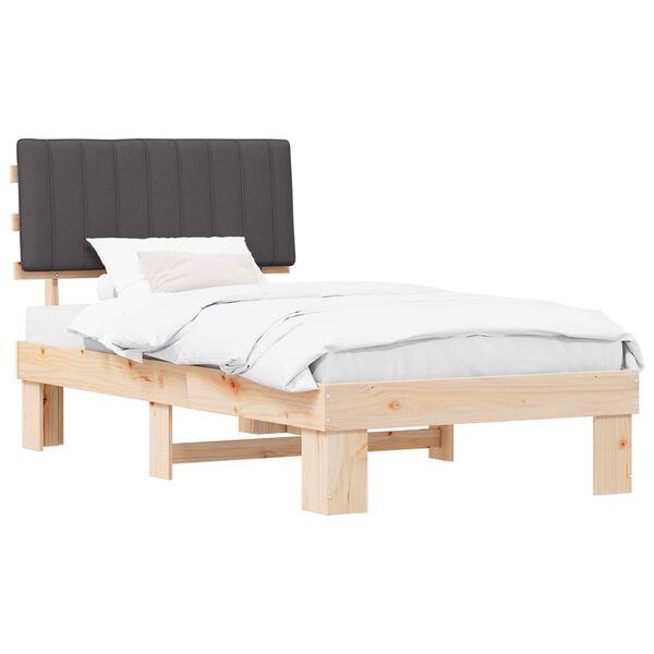 vidaXL Bedframe met Gevoerd Hoofdgedeelte Donkergrijs 100 x 200 cm