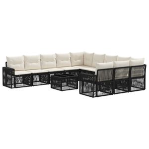 vidaXL Tuinbankenset 12 pcs Zwart en Cream Wit poly rattan