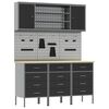 vidaXL Werk kast met lade 7 pcs Zwart Engineered hout en staal