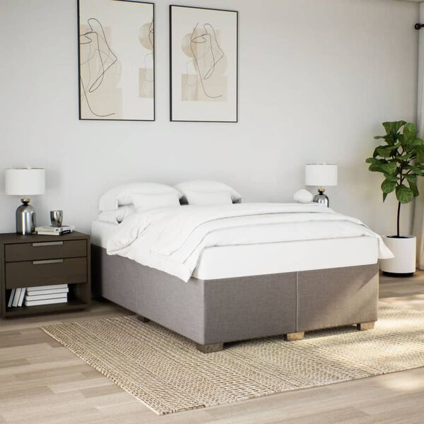 vidaXL Bedframe zonder matras stof taupe 160x200 cm