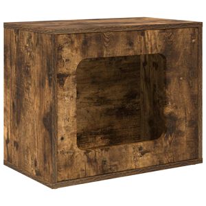 vidaXL Kattenhuis Gerookt eiken 51 x 30 x 42,5 cm Bewerkt hout