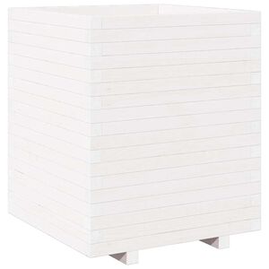 vidaXL Plantenbak 60x60x72,5 cm massief grenenhout wit