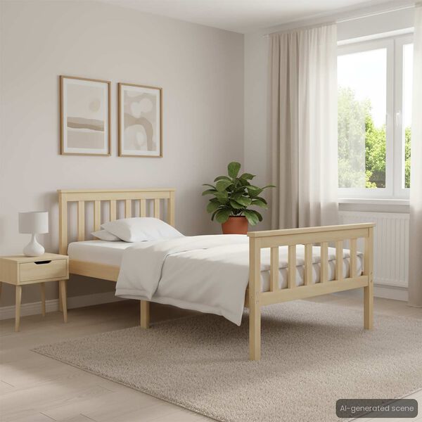 vidaXL Bedframe massief grenenhout natuurlijk 100x200 cm
