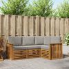 vidaXL Sofa-Sets 4 pcs Natuurlijk en Lichtgrijs Massief Acaciahout