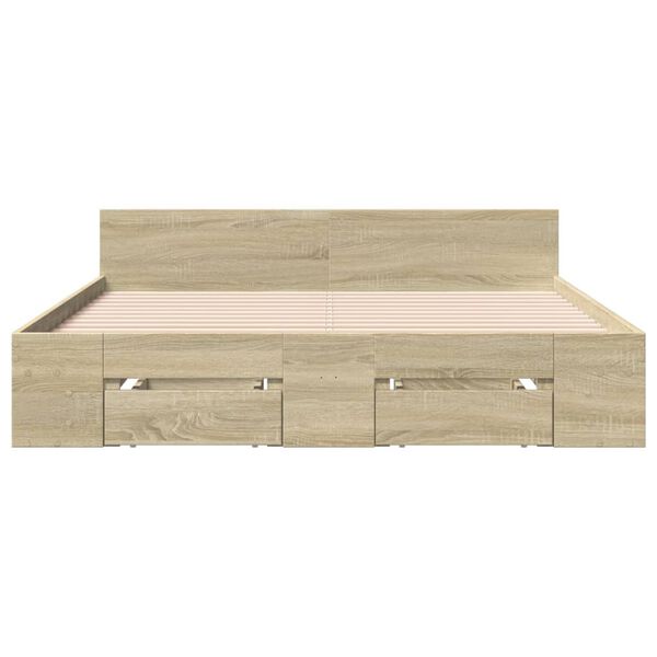 vidaXL Bedframe met lades bewerkt hout sonoma eikenkleurig 120x190 cm