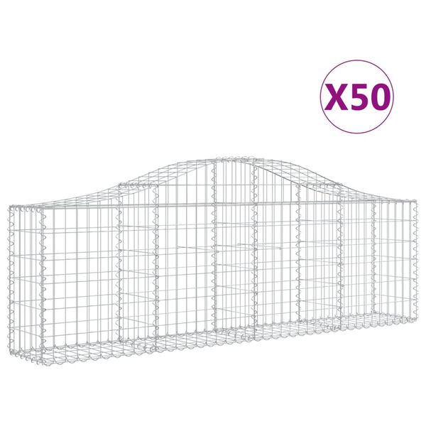 vidaXL Schanskorven 50 st gewelfd 200x30x60/80 cm gegalvaniseerd ijzer