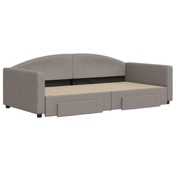 vidaXL Slaapbank met onderschuifbed en lades 100x200 cm stof taupe