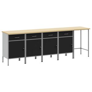vidaXL Werkkast set met lade met opslag 5 st Zwart en Grijs