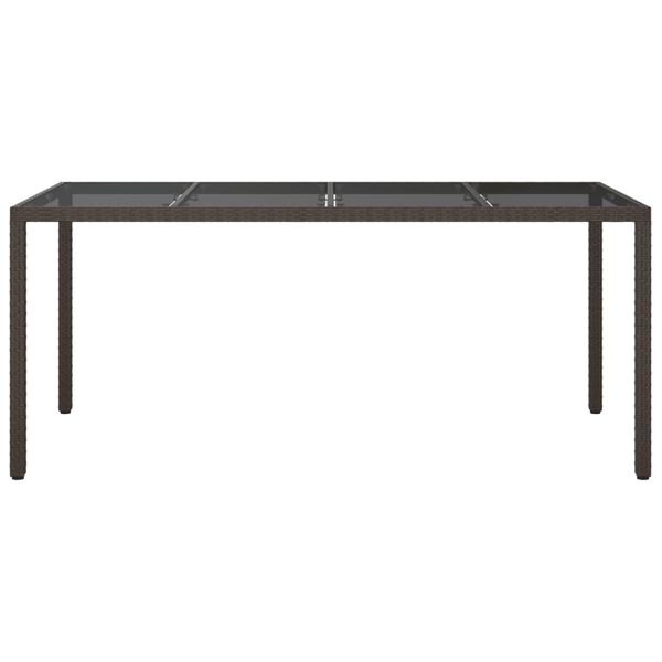vidaXL Tuintafel 190x90x75 cm gehard glas en poly rattan bruin