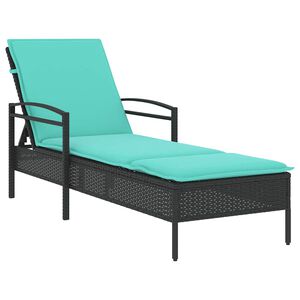 vidaXL Ligbed met kussen zwart 63x200x81 cm poly rattan (alleen VS)