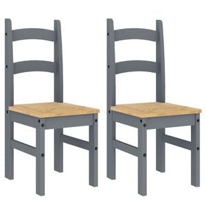 vidaXL Eetkamerstoelen 2 st 40x46x99 cm massief grenenhout grijs