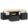 vidaXL 5-delige Loungeset met kussens poly rattan zwart