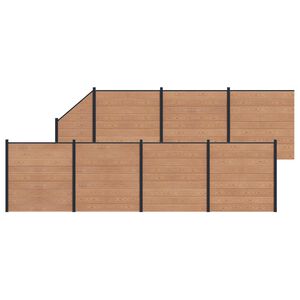 vidaXL Hek set 8 pcs 1311 x 186 cm WPC en Aluminium Bruin