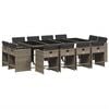 vidaXL 13-delige Tuinset met kussens poly rattan grijs