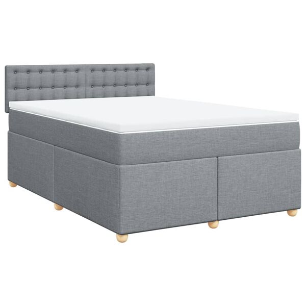 vidaXL Boxspring met matras stof lichtgrijs 140x190 cm