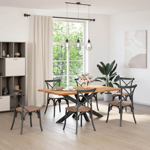 vidaXL Eettafel rechthoekig 180x100x74 cm massief eikenhout lichtbruin