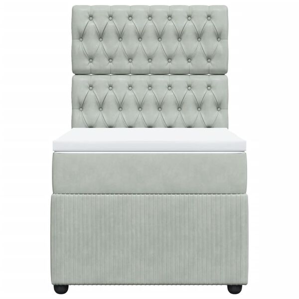 vidaXL Boxspring met matras fluweel lichtgrijs 90x190 cm